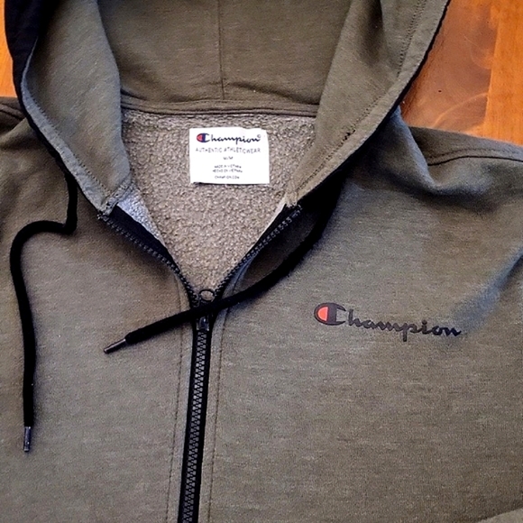 Champion Quarter Zip Hoodie/ Medium/ Olive Green & Black - Picture 4 of 5
